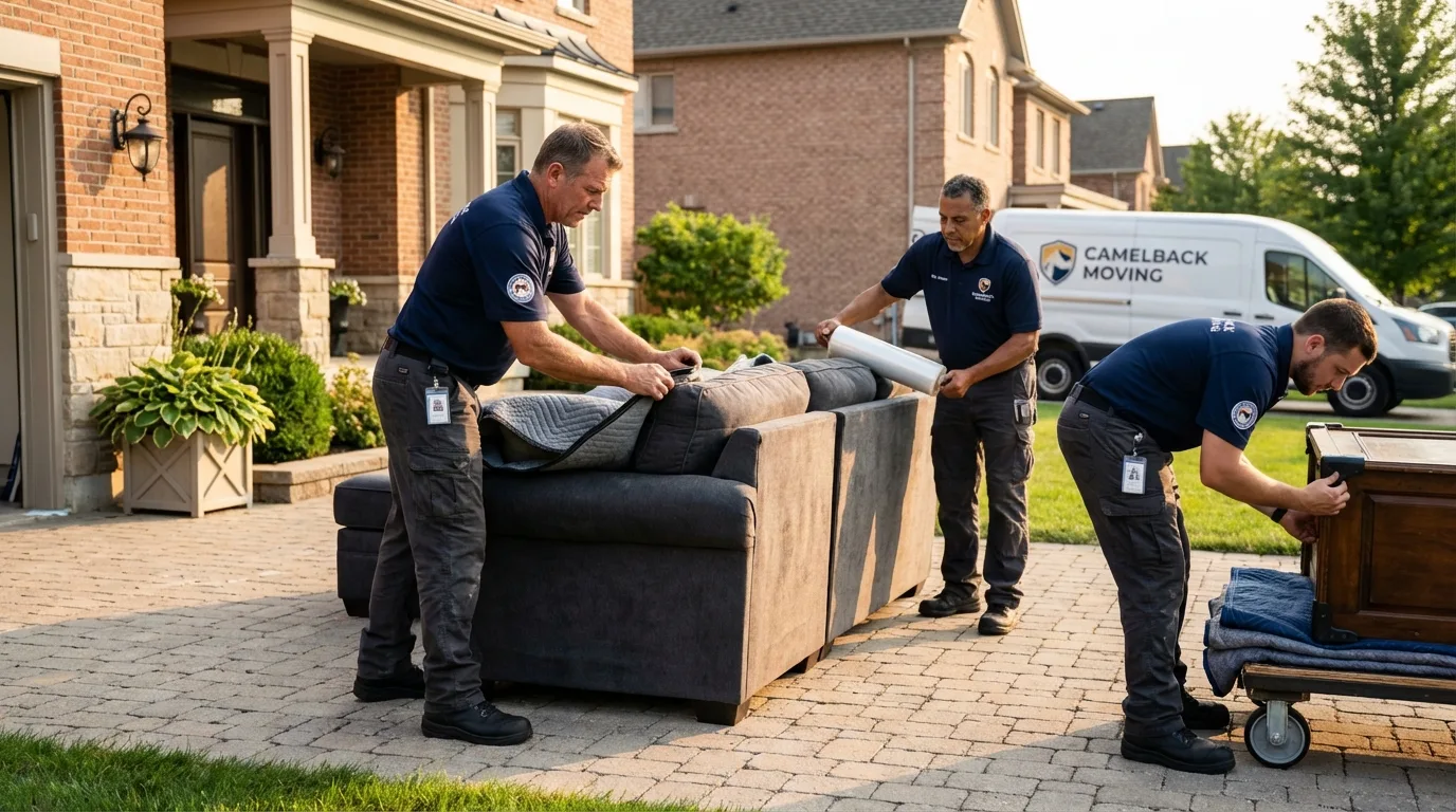 Large estate moving crew wrapping furniture in Severna Park, MD