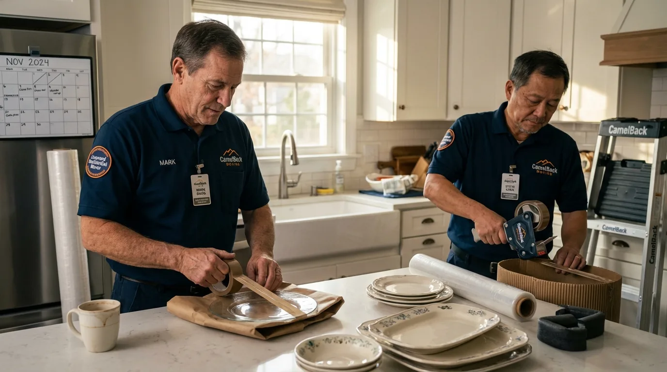 Professional crew packing kitchen dishware in Severna Park, MD